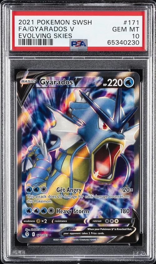 2021 POKEMON SWORD SHIELD EVOLVING SKIES 171 FULL ARTGYARADOS V PSA 10 (1 of 2)