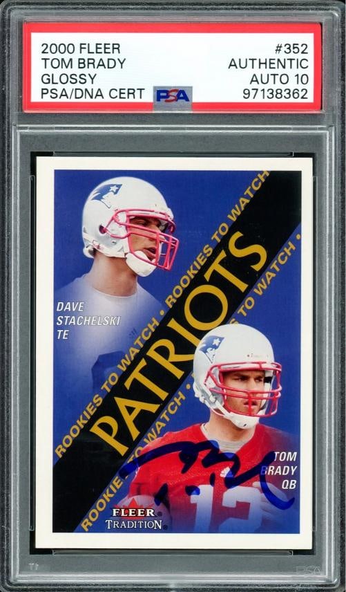 Tom Brady Signed 2000 Fleer Glossy RC 352 Patriots Auto GM 10 PSADNA 97138362 (1 of 2)