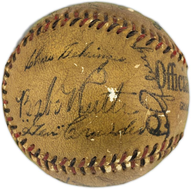 1933 1st AL All Star Team Auto League Baseball 18 Sigs Babe Ruth Gehrig PSADNA (1 of 10)