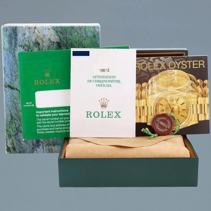 2000 PAPERS MINT GOLD BUCKLE Rolex Submariner 16613 Gold Two Tone Black Watch - 7