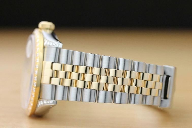 ROLEX MENS DATEJUST 16013 MOP DIAMOND BEZEL AND LUGS 18K YELLOW GOLD SS WATCH - 5