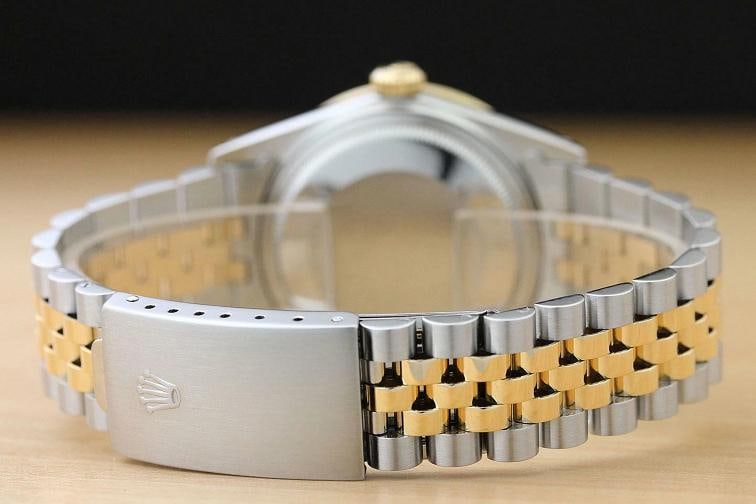 ROLEX MENS DATEJUST 16013 MOP DIAMOND BEZEL AND LUGS 18K YELLOW GOLD SS WATCH - 6