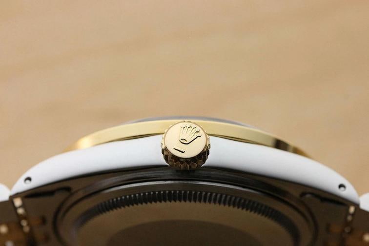 ROLEX MENS DATEJUST 16013 MOP DIAMOND BEZEL AND LUGS 18K YELLOW GOLD SS WATCH - 8