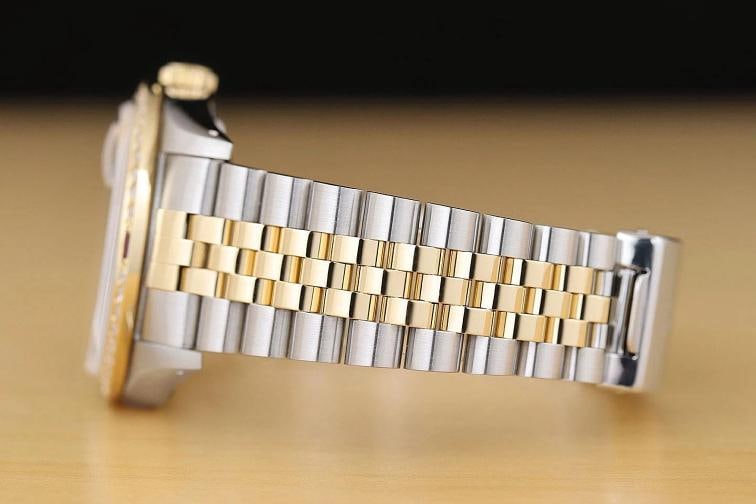 ROLEX MENS DATEJUST 16233 GRAY DIAL 18K YELLOW GOLD STEEL DIAMOND RUBY WATCH - 5