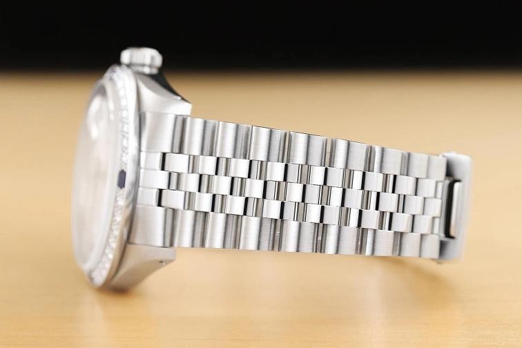 MENS ROLEX DATEJUST 16234 SILVER FACTORY DIAMOND SAPPHIRE 18K GOLD STEEL WATCH - 5