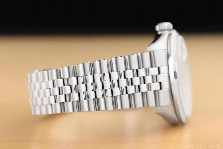 MENS ROLEX DATEJUST 16234 SILVER FACTORY DIAMOND SAPPHIRE 18K GOLD STEEL WATCH - 8