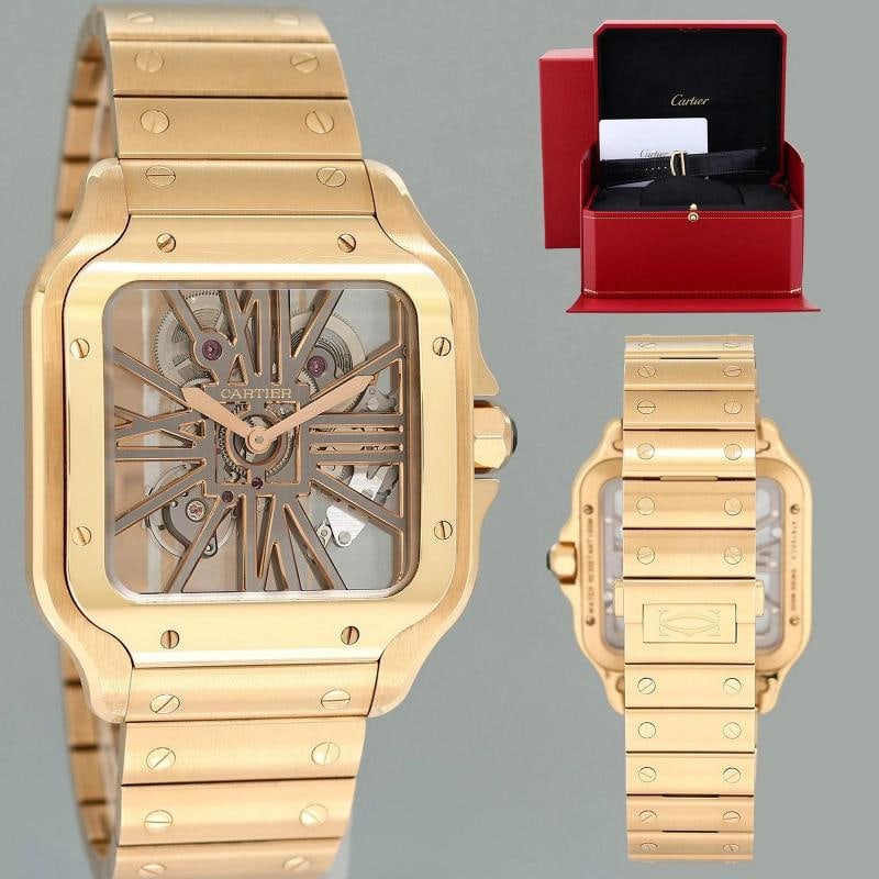 2023 PAPERS MINT Cartier Rose Gold Skeleton WHSA0016 Manual Wind Watch Box (1 of 7)