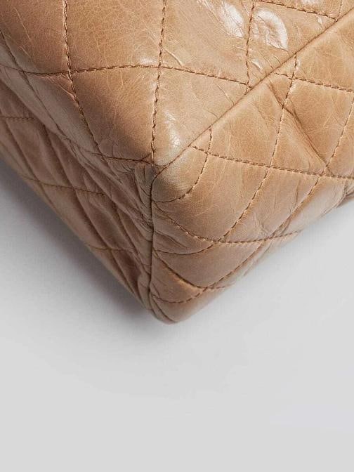 Chanel Beige Quilted Glazed Leather Front Pocket Large Tote Bag - 4