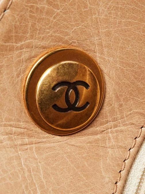 Chanel Beige Quilted Glazed Leather Front Pocket Large Tote Bag - 8