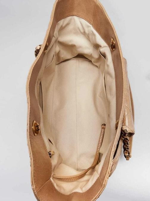 Chanel Beige Quilted Glazed Leather Front Pocket Large Tote Bag - 9