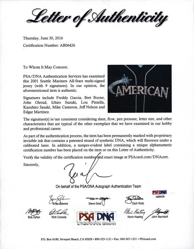 2001 Seattle Mariners Team Signed All Star Game Jersey Ichiro Suzuki PSA DNA COA - 4