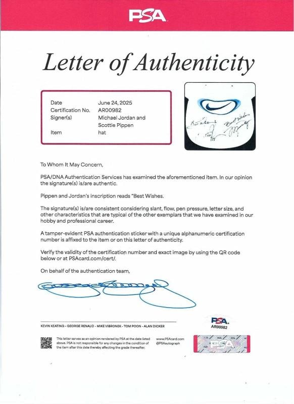 Michael Jordan Scottie Pippen Signed Nike Basketball Hat PSA DNA COA - 2