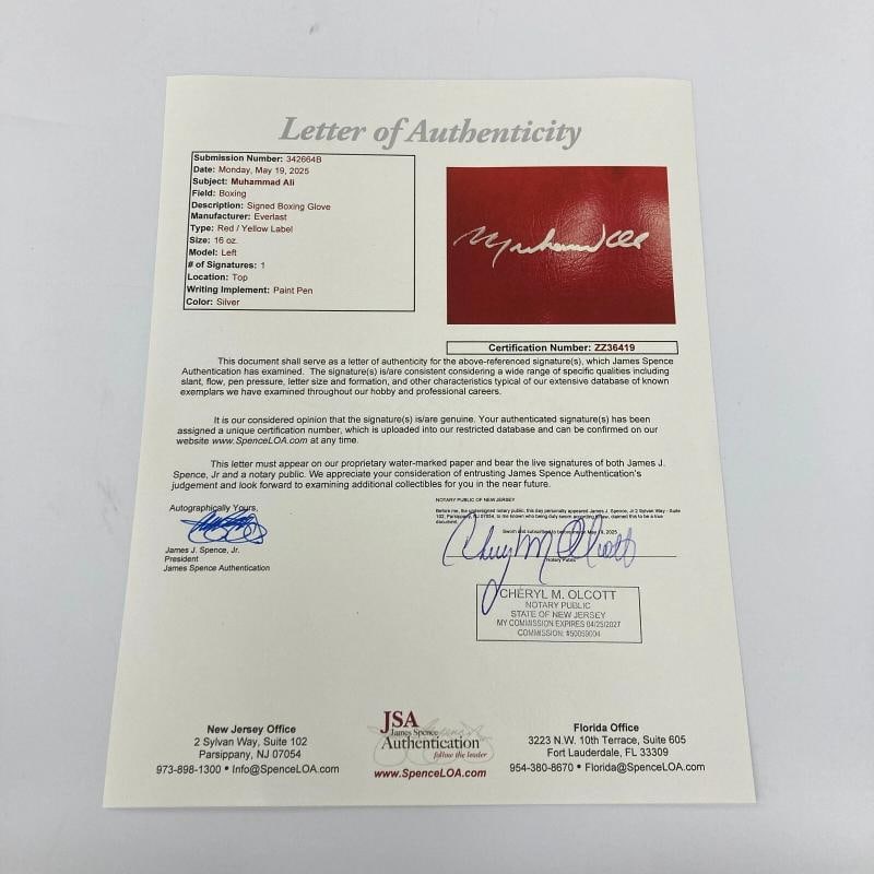Muhammad Ali Signed Everlast Boxing Glove Silver Ink JSA COA - 3