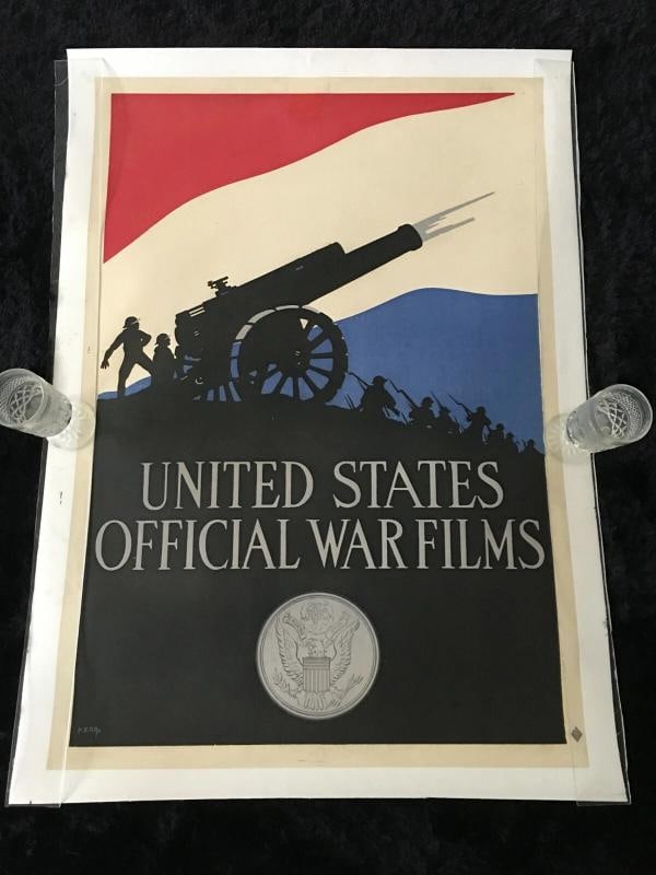 ORIGINAL WW1 UNITED STATES OFFICIAL WAR FILMS POSTER LINEN LINED BEAUTY IS RARE (1 of 8)