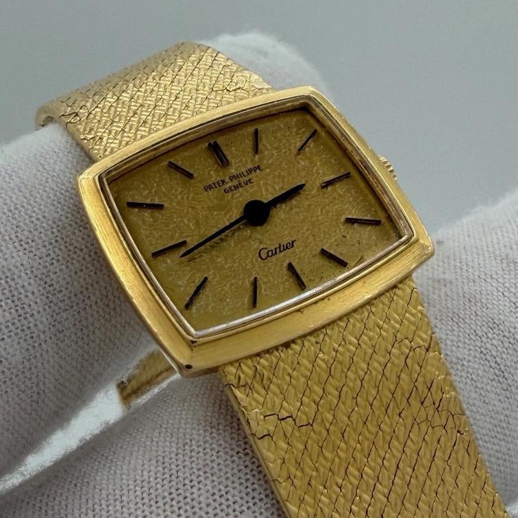 Vintage Patek Philippe Ladies 33521 RARE Cartier Signed Dial 18k Yellow Gold - 11