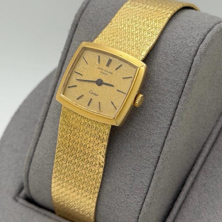 Vintage Patek Philippe Ladies 33521 RARE Cartier Signed Dial 18k Yellow Gold - 4