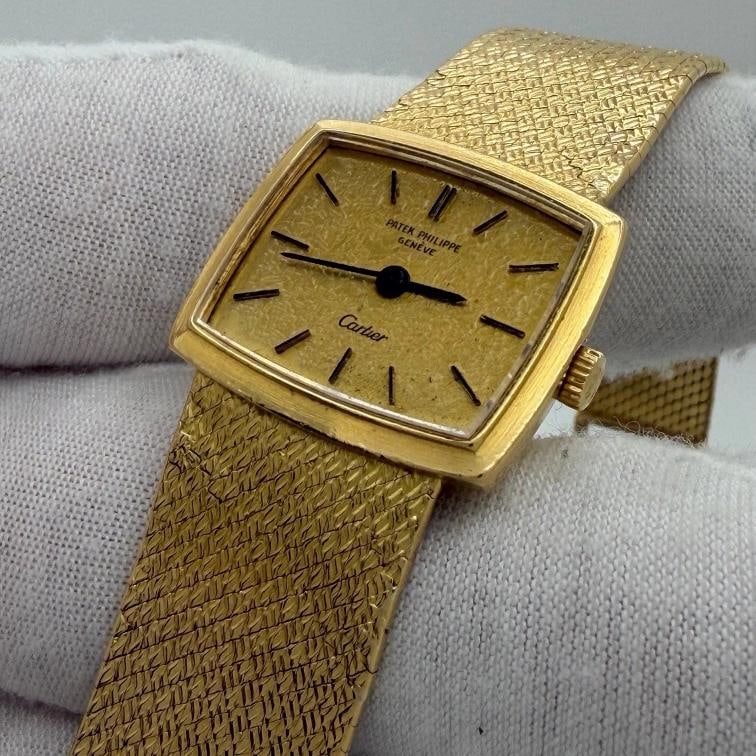 Vintage Patek Philippe Ladies 33521 RARE Cartier Signed Dial 18k Yellow Gold - 8