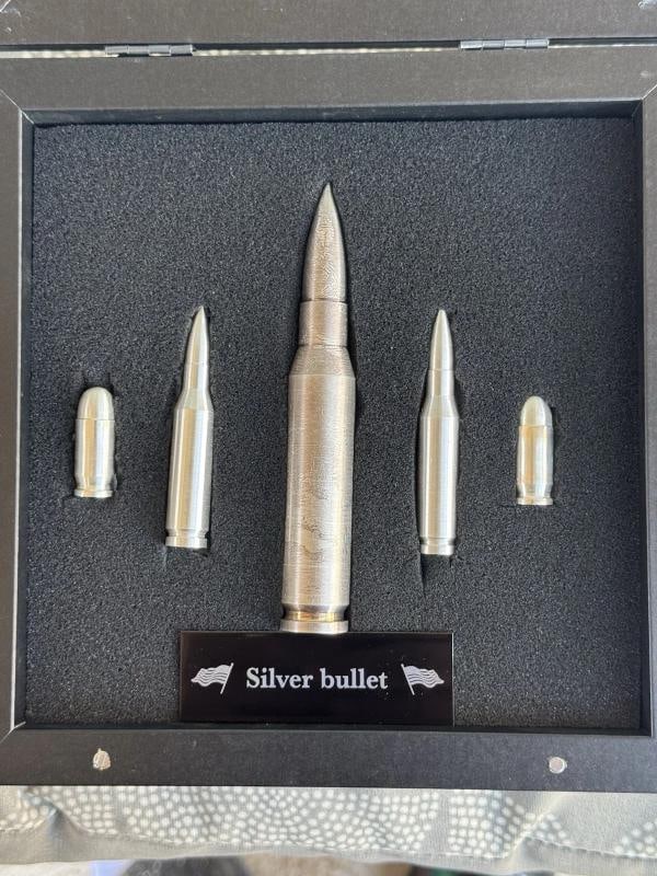 Silver Bullet Set 16 Oz Total 999 Silver 1 x 50 Cal 2 x 308 Cal 2 x 45 Cal - 2