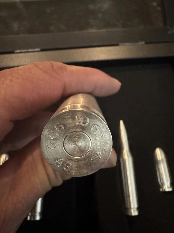 Silver Bullet Set 16 Oz Total 999 Silver 1 x 50 Cal 2 x 308 Cal 2 x 45 Cal - 4