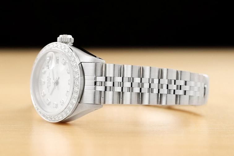 LADIES ROLEX DIAMOND DATE 6917 18K WHITE GOLD STAINLESS STEEL SILVER DIAL WATCH - 4