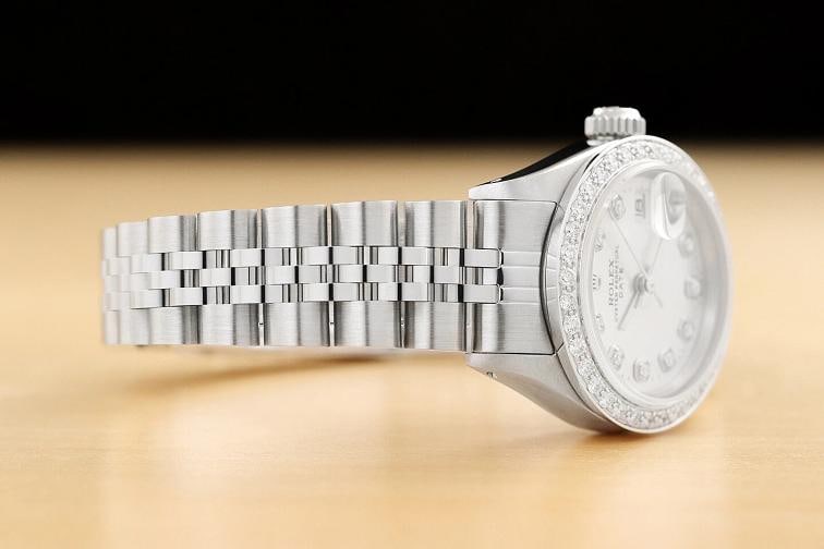 LADIES ROLEX DIAMOND DATE 6917 18K WHITE GOLD STAINLESS STEEL SILVER DIAL WATCH - 6