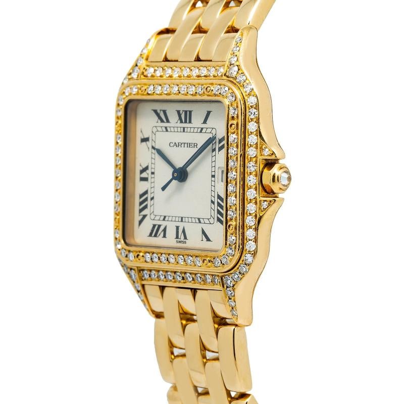 Cartier Panthere Jumbo W25014B9 Quartz 18k YG Diamond Ivory Dial Unisex 29mm - 3