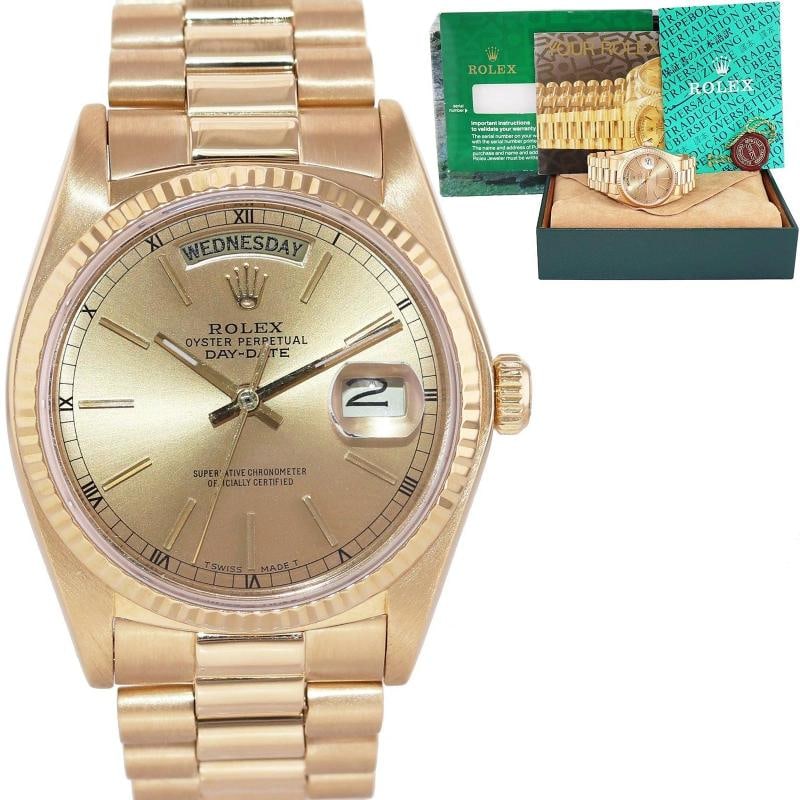MINT Rolex President Day Date Champagne 18238 Double Quick Set Yellow Gold Watch (1 of 7)