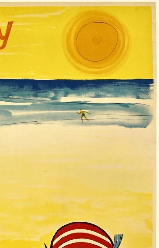 Original Vintage Poster AIR INDIA SYDNEY Airline Travel Tourism Australia LINEN - 3