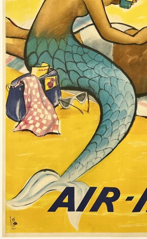 Original Vintage Poster AIR INDIA SYDNEY Airline Travel Tourism Australia LINEN - 4