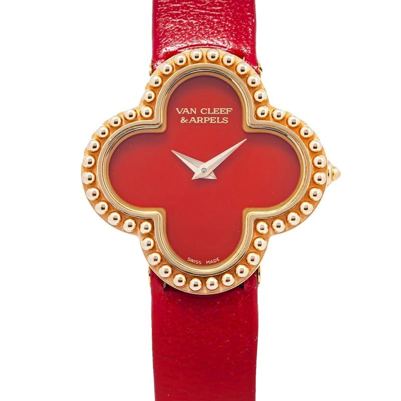 Van Cleef Arpels Alhambra 236574 18K YG Carnelian Dial Quartz Lady Watch 26mm - 2