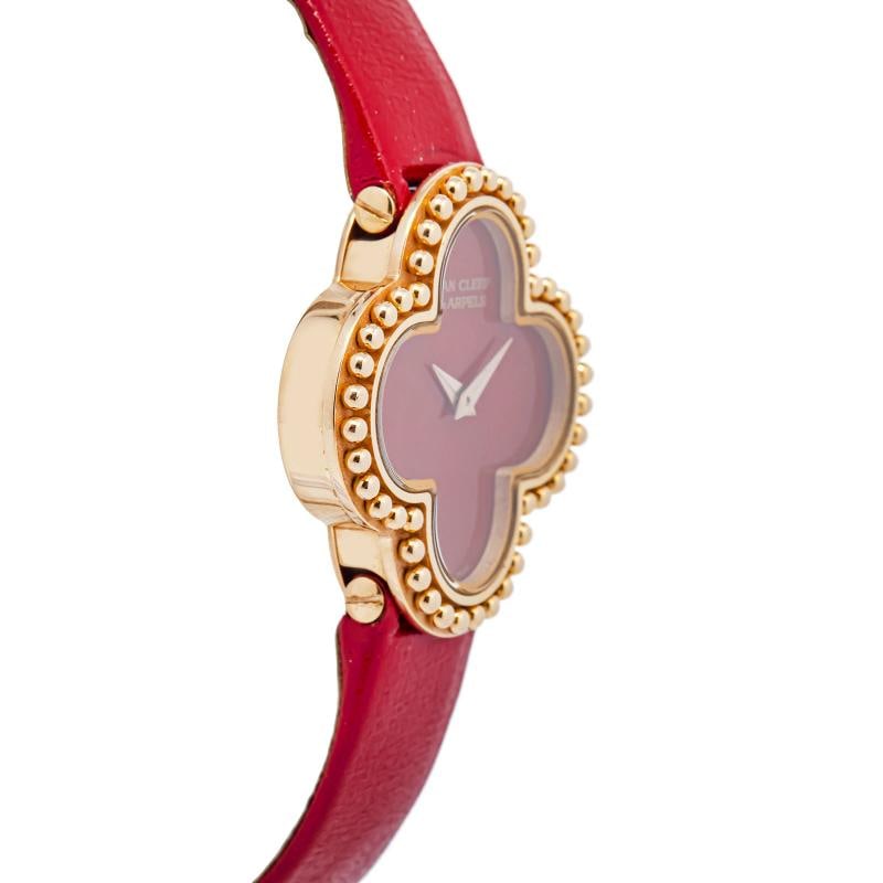 Van Cleef Arpels Alhambra 236574 18K YG Carnelian Dial Quartz Lady Watch 26mm - 4