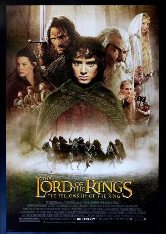 LORD OF THE RINGS FELLOWSHIP OF THE RING SS NMM MOVIE POSTER: This is a genuine 27 x 40 US one sheet ORIGINAL MOVIE POSTER issued by the studio when the film was released and meant for theatrical display Issued by New Line Cinema SINGLE SIDED
