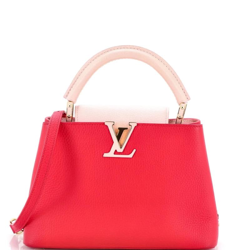 Louis Vuitton Capucines Bag Leather BB: Accessories Dust Bag With Strap Measurements Handle Drop 2 Height 7 Width 105 Depth 4 Strap Drop 2123 Condition Preowned ExcellentBrand Louis VuittonExterior Material LeatherStyle Top HandleExterior