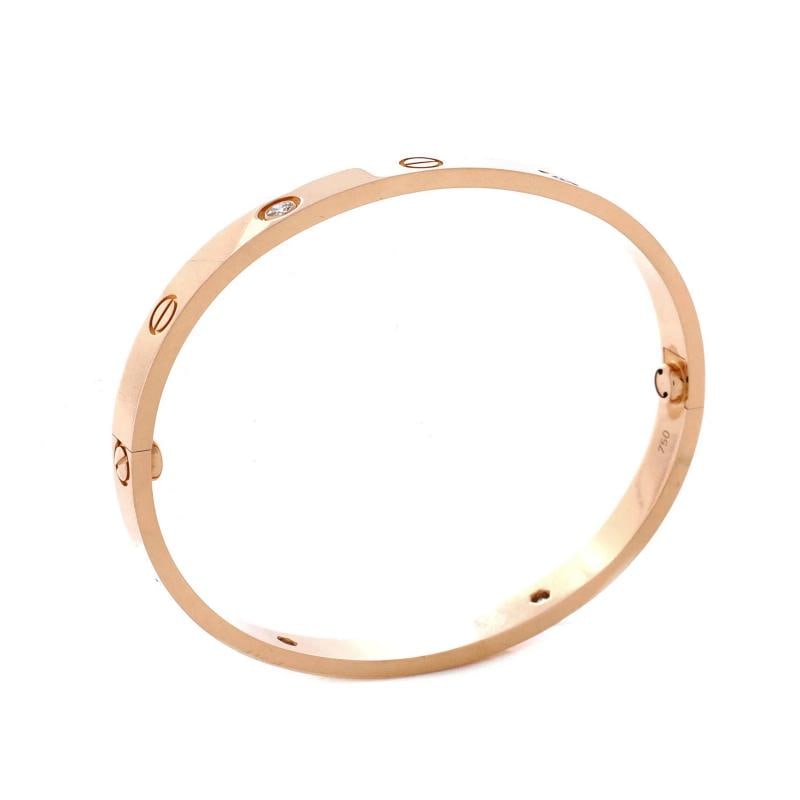 Cartier Love 4 Diamond Bracelet 18K Rose Gold with Diamonds - 3