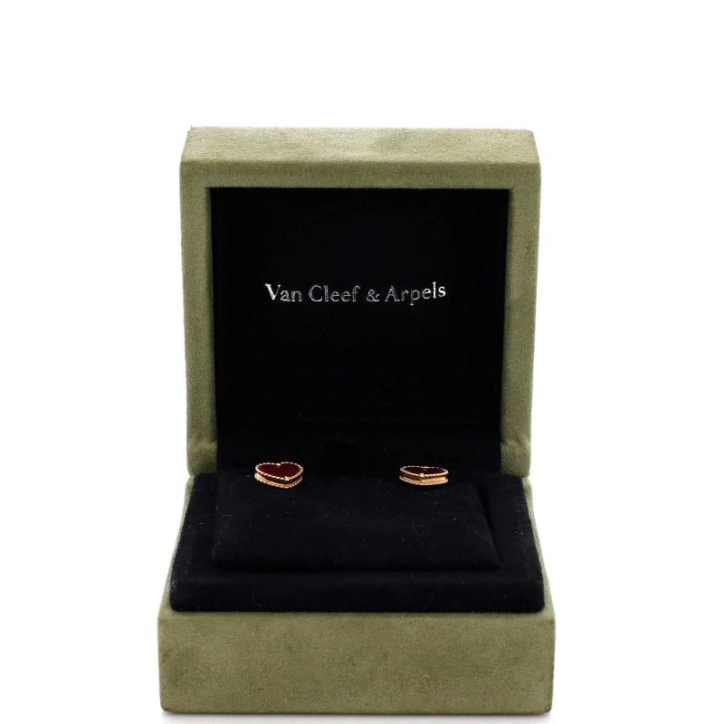 Van Cleef Arpels Sweet Alhambra Heart Earrings 18K Rose Gold with Carnelian - 2