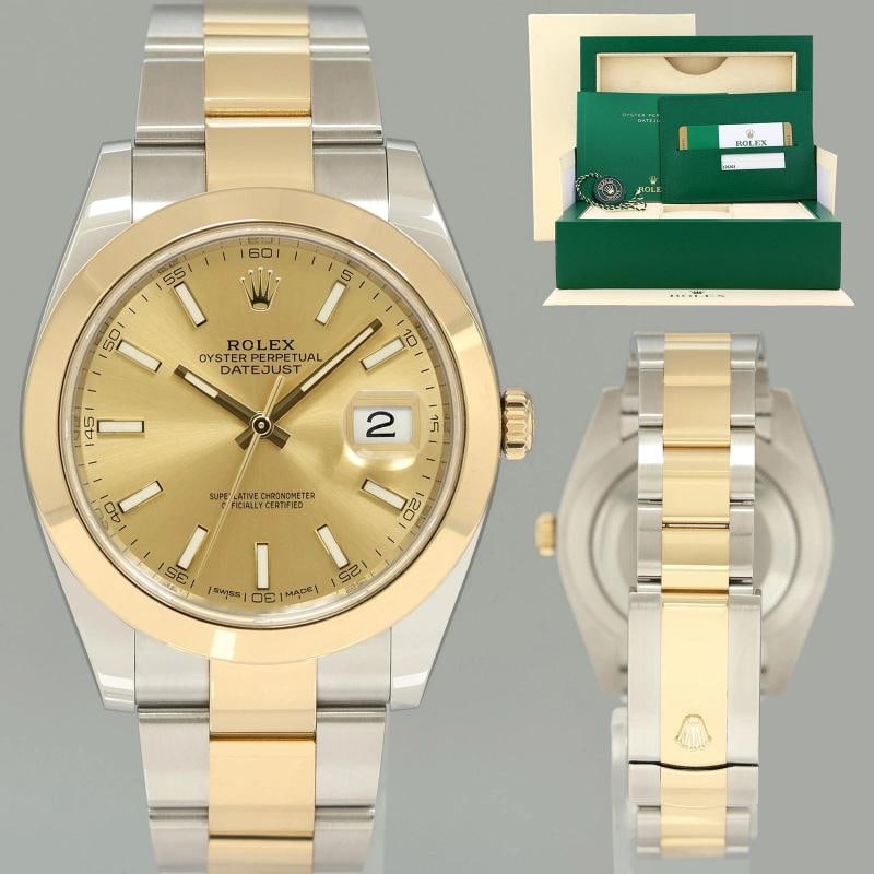 PAPERS MINT Rolex DateJust 41 Two Tone Yellow Gold Oyster 126303 Champagne Watch (1 of 7)