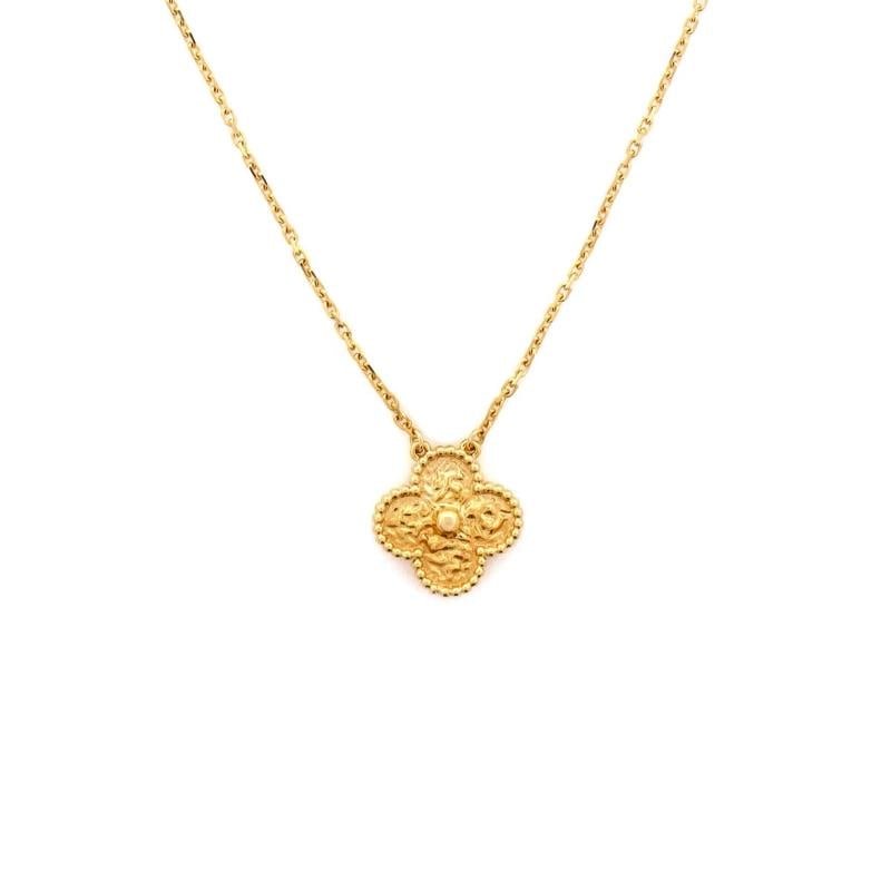 Van Cleef Arpels Vintage Alhambra Pendant Necklace 18K Yellow Gold: Measurements Length 1475 165 Pendant Length 1535 mm Pendant Width 1485 mm Condition PreownedStyle PendantBrand Van Cleef ArpelsType NecklaceColor Yellow GoldMetal 18K Yellow GoldMain Stone UnknownMate