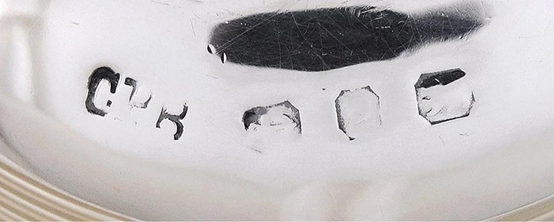 Antique Victorian 1885 English Sterling Silver Glass Inkwell Footed Tray - 5