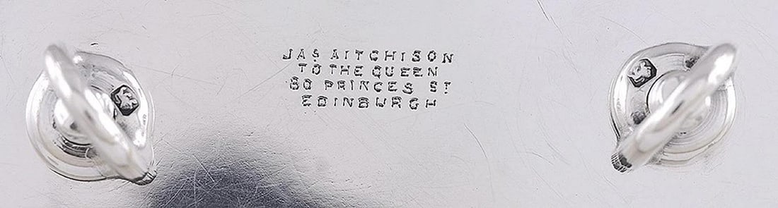 Antique Victorian 1885 English Sterling Silver Glass Inkwell Footed Tray - 8