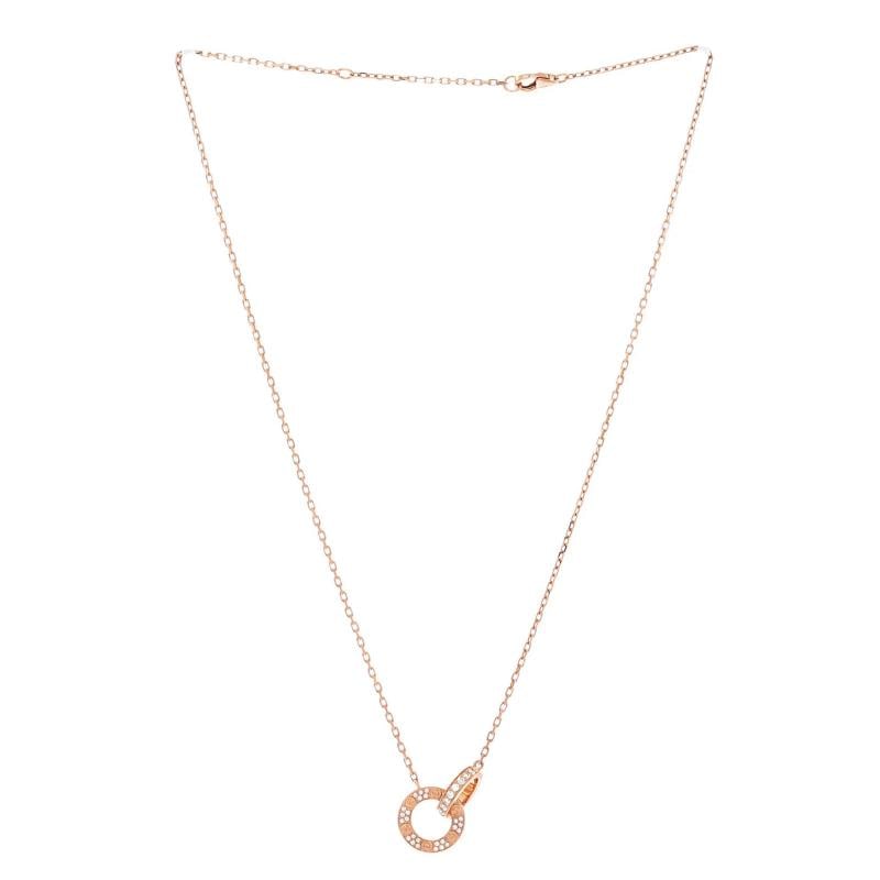 Cartier Love Interlocking Pave Necklace 18K Rose Gold and Diamonds - 3