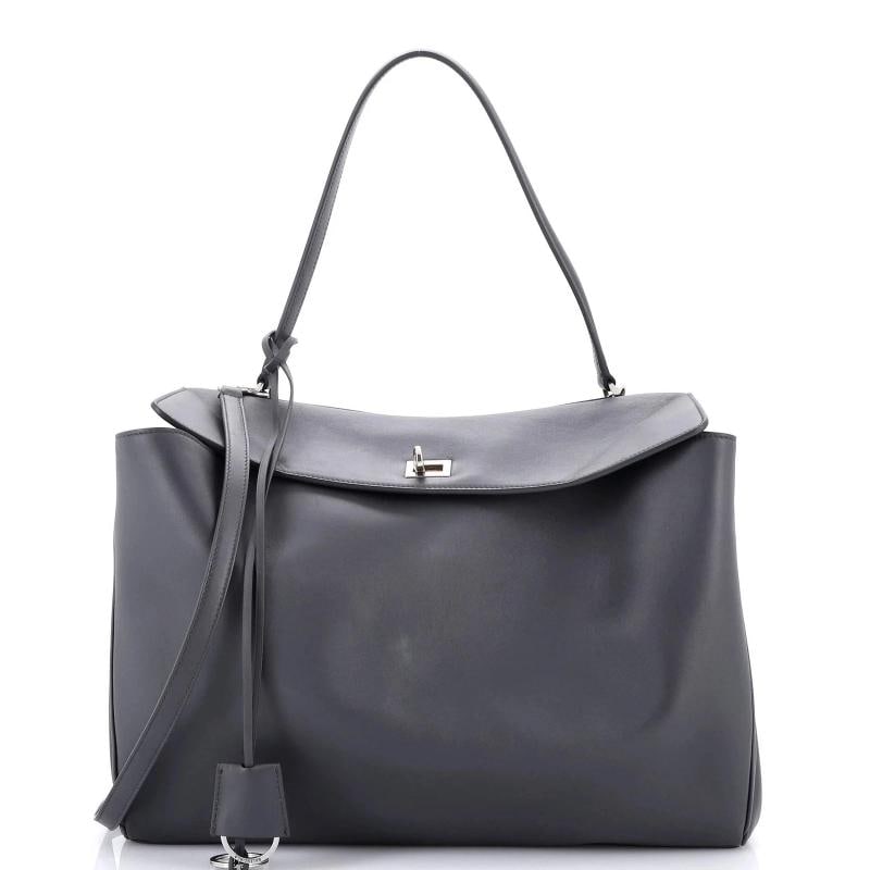 Balenciaga Rodeo Shoulder Bag Leather Large: Accessories Clochette With Strap Measurements Height 11 Width 16 Depth 4 Condition Preowned ExcellentBrand BalenciagaExterior Material LeatherStyle Top HandleExterior Color GrayDepartment WomenSize