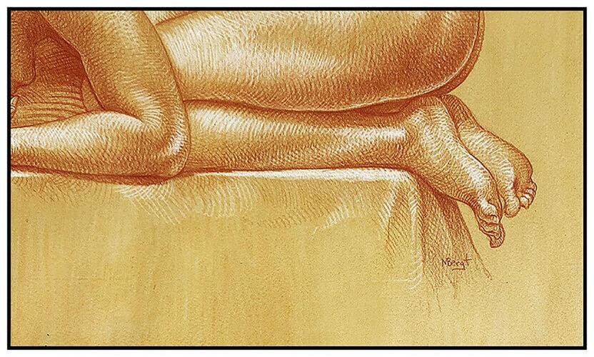 Michael Bergt Rare Gouache Painting Original Nude Female Portrait Signed Framed - 3