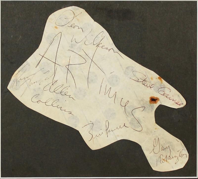 Lynyrd Skynyrd 7 Van Zant Collins Gaines Signed Framed Display JSA - 2