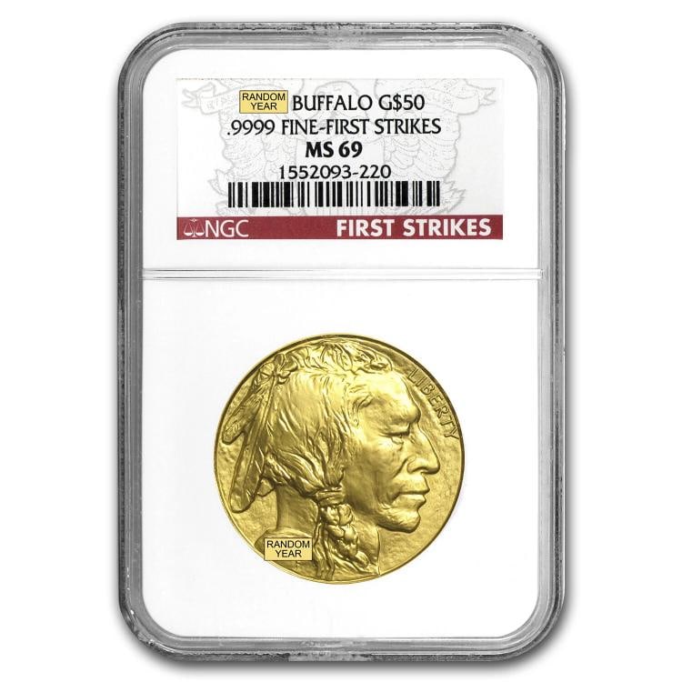 1 oz Gold Buffalo MS69 NGC Random Year: Brand US MintMPN 83491Year RandomFineness 09999Denomination 5000CountryRegion of Manufacture United StatesCirculatedUncirculated MS69Certification NGC 