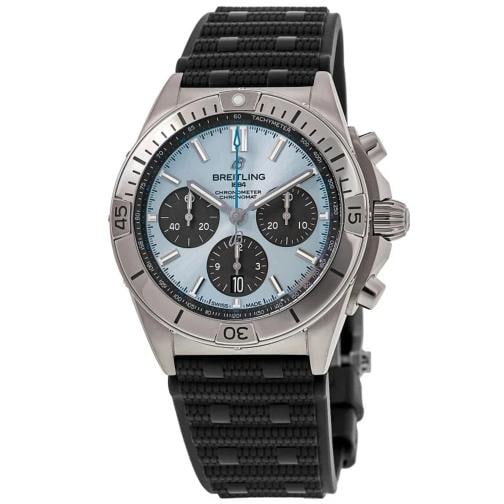 New Breitling Chronomat B01 42 Ice Blue Dial Rubber Mens Watch PB0134101C1S2 (1 of 5)
