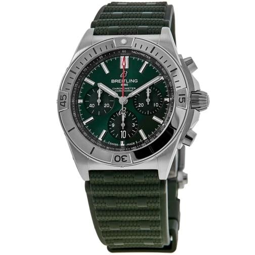New Breitling Chronomat B01 42 Chronograph Green Mens Watch AB0134101L2S1 (1 of 5)
