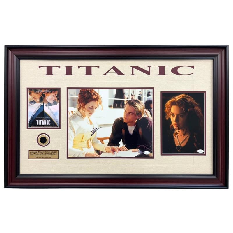Leonardo DiCaprio Kate Winslet Titanic Autographed Photo JSA Signed Actual Coal: Country of Origin United StatesIndustry MoviesPersonalize NoMovie TitanicSigned by Leonardo DiCaprio Kate WinsletSigned YesSize 335 x 215 x 1Autograph Authentication James Spence JSAObject Type Photog