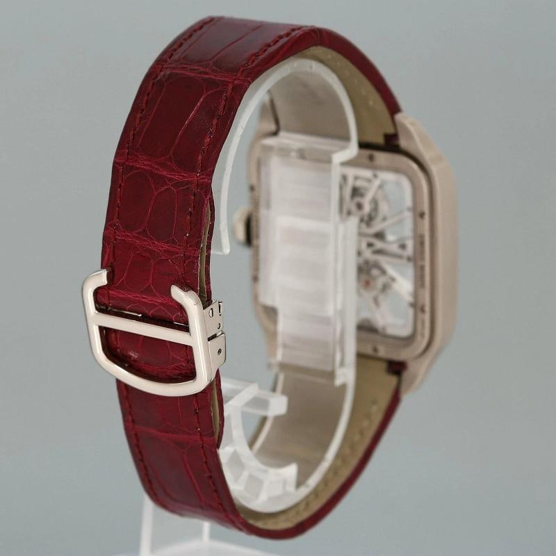 PAPERS MINT Cartier White Gold Leather Dumont Skeleton W2020033 Manual Wind - 6