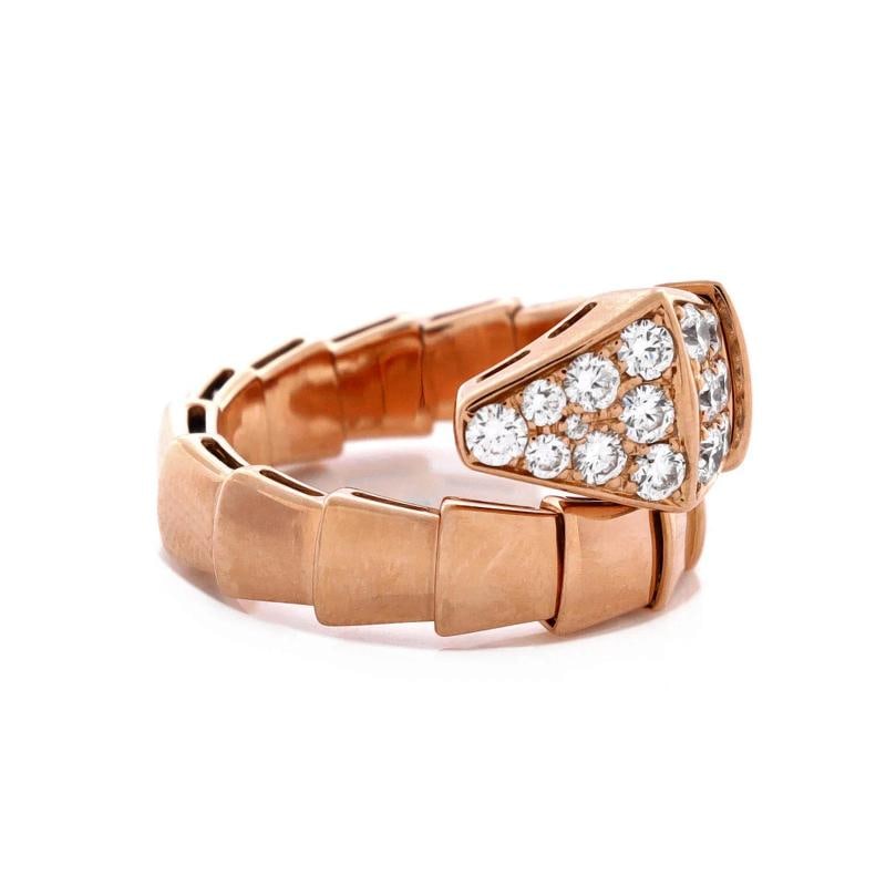Bvlgari Serpenti Viper OneCoil Ring 18K Rose Gold with Diamonds Wide - 2