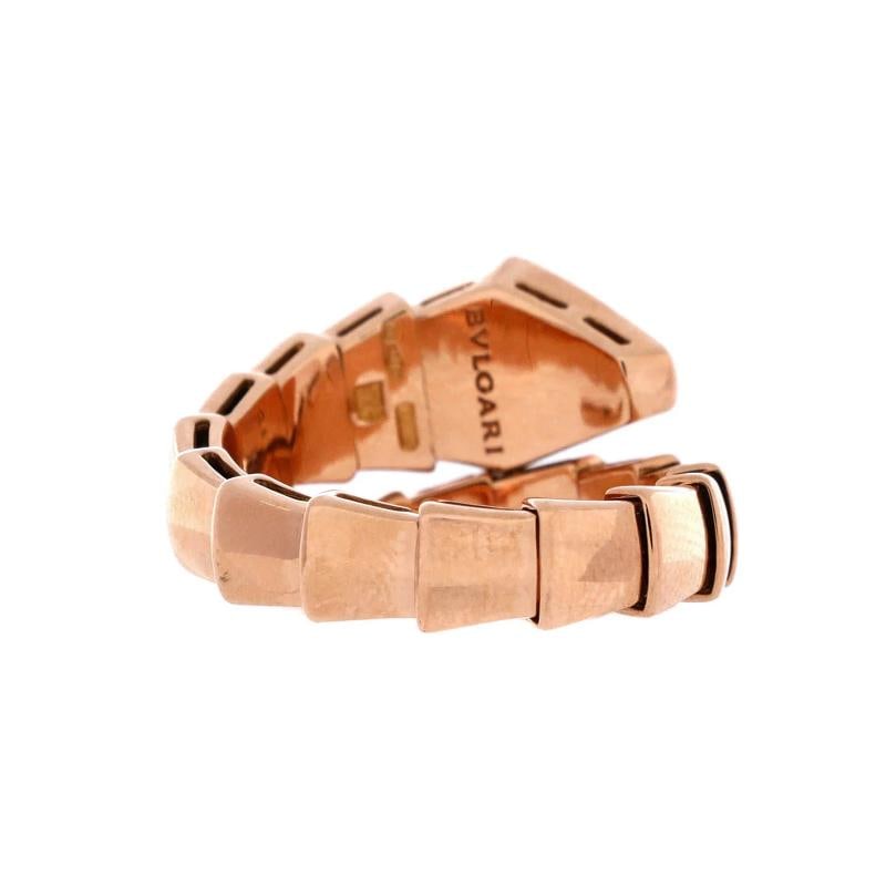 Bvlgari Serpenti Viper OneCoil Ring 18K Rose Gold with Diamonds Wide - 3